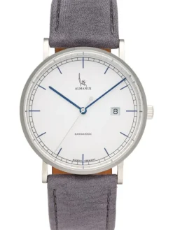 Almanus Herrenuhren-Flavus Handaufzug Zifferbl. silber Lederband AS1881SLB