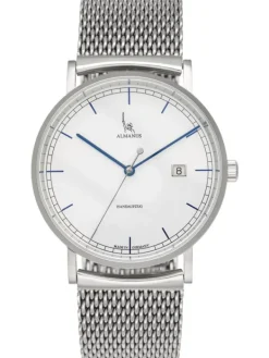 Almanus Herrenuhren-Flavus Handaufzug Zifferbl. silber Metallband AS1881SMB