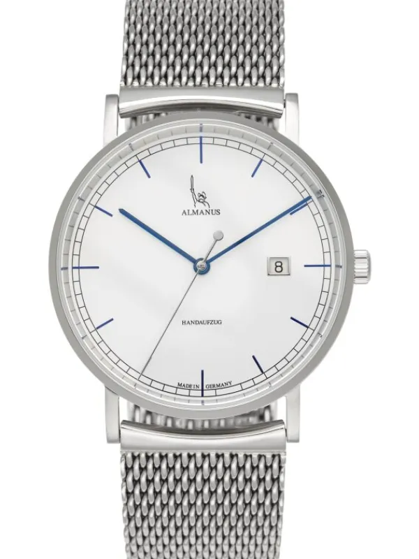 Almanus Herrenuhren-Flavus Handaufzug Zifferbl. silber Metallband AS1881SMB