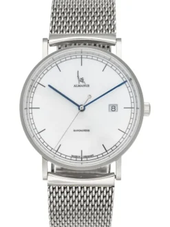 Almanus Herrenuhren-Flavus Handaufzug Zifferbl. weiß Metallband AS1881WMB