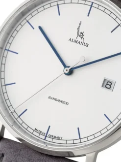 Almanus Herrenuhren-Flavus Handaufzug Zifferbl. silber Lederband AS1881SLB