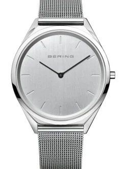BERING Herrenuhren | Damenuhren-Armbanduhr mit Milanaise Armband ultra slim 17039-000