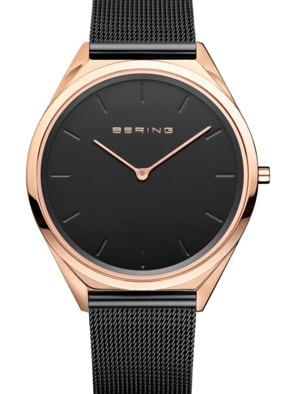 BERING Herrenuhren | Damenuhren-Armbanduhr mit Milanaise Armband ultra slim 17039-166