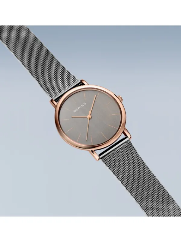 BERING Damenuhren-Armbanduhr mit Milanesearmband 13436-369