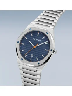 BERING Herrenuhren-Classic gebürstet Blau 19742-707