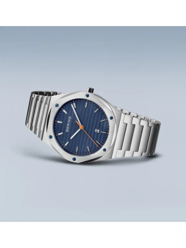 BERING Herrenuhren-Classic gebürstet Blau 19742-707