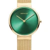 BERING Damenuhren-Classic gold mit grünem Ziffernblatt 14531-338