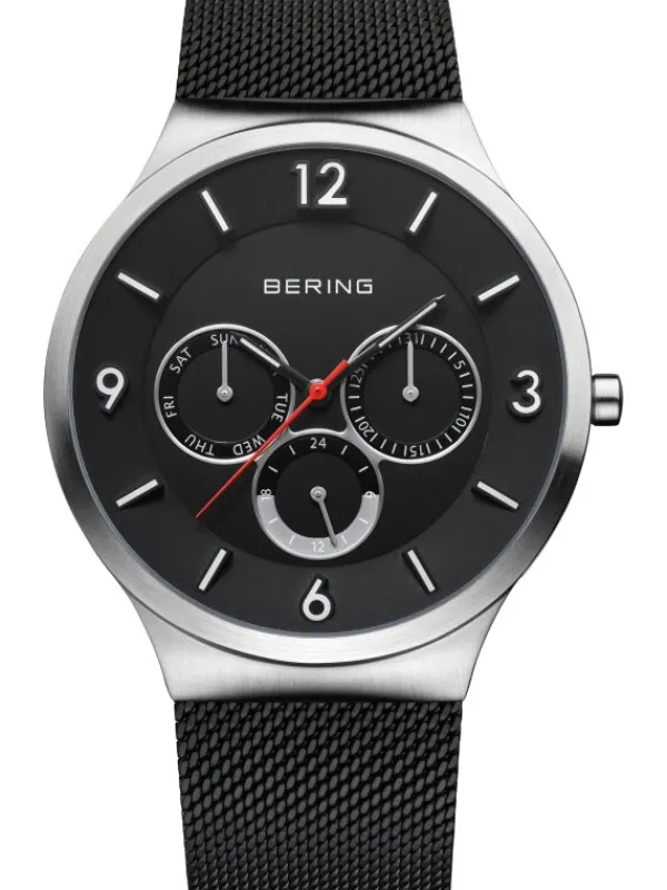 BERING Herrenuhren-Multifunktionsuhr mit Milanaise Armband Schwarz 33441-102