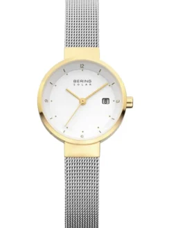 BERING Damenuhren-Solar-Armbanduhr mit Milanaise Armband 14426-010