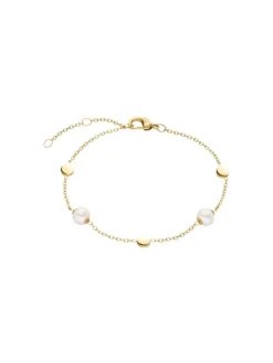 Boccia Titanium Armbänder-Amrband Titan Plättchen Perle goldf. 03060-02