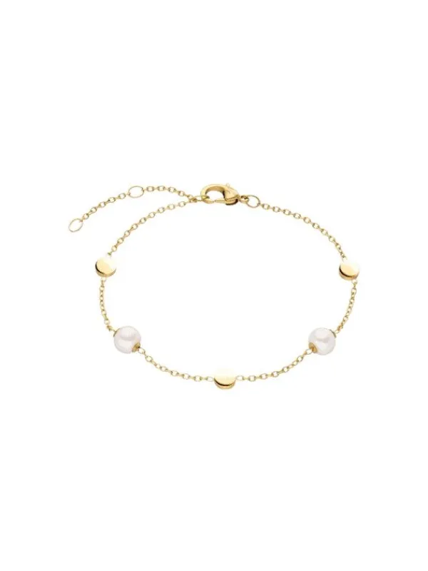 Boccia Titanium Armbänder-Amrband Titan Plättchen Perle goldf. 03060-02