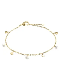 Boccia Titanium Armbänder-Armband Titan Plättchen Perle goldf. 03055-02