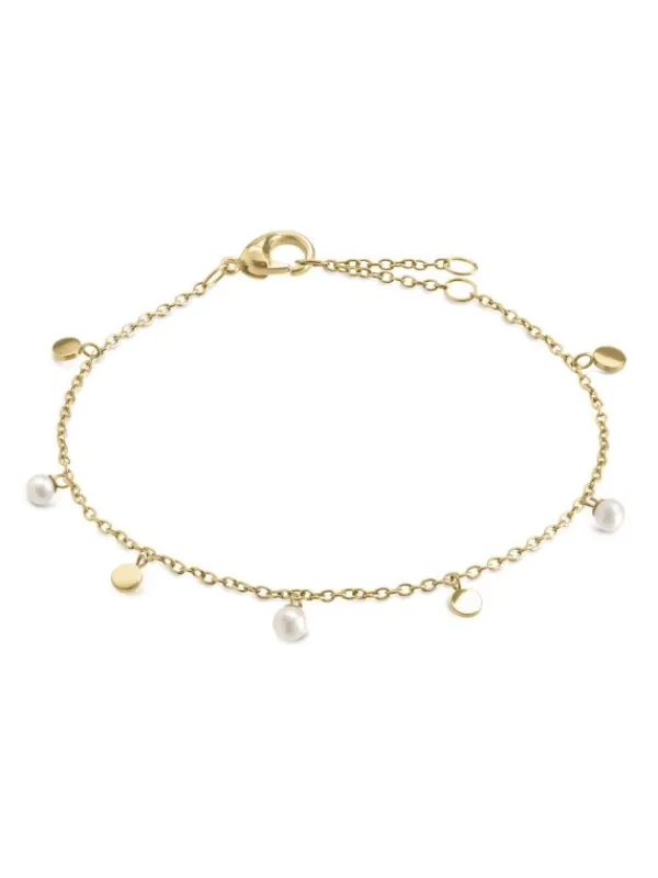Boccia Titanium Armbänder-Armband Titan Plättchen Perle goldf. 03055-02