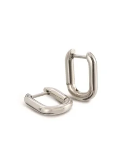 Boccia Titanium Ohrschmuck-CREOLE Rechteck 16mm Titan 05060-01