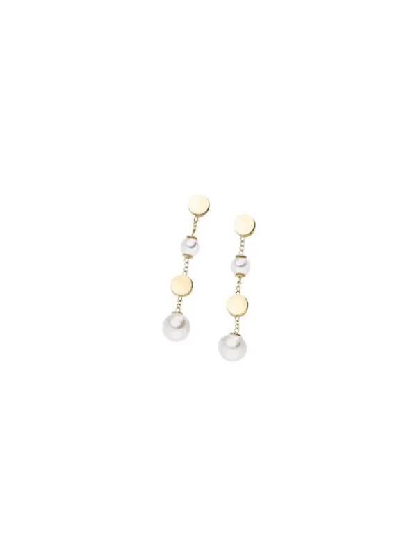 Boccia Titanium Ohrschmuck-Ohrhänger Titan Plättchen Perlen goldf. 05088-02