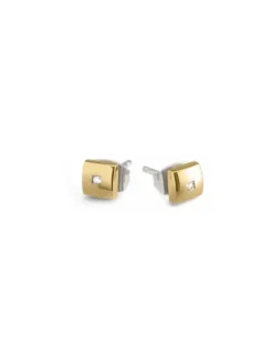 Boccia Titanium Ohrschmuck-Ohrstecker Titan eckig Brillant goldf. 5050-03