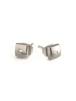 Boccia Titanium Ohrschmuck-Ohrstecker Titan eckig Brillant 05050-02