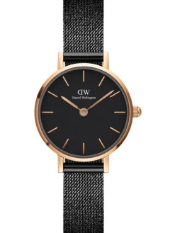 Daniel Wellington Damenuhren-Classic Petite Schwarz Roségold DW00100441