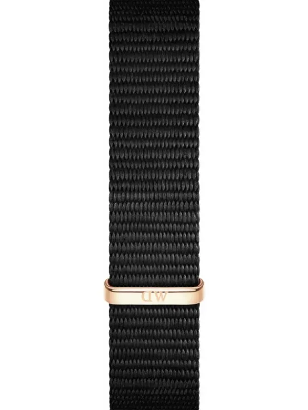 Daniel Wellington Uhrenarmbänder-Original DW Uhrenarmband -Cornwall Nato, schwarz, rosé DW002001-Cornwall