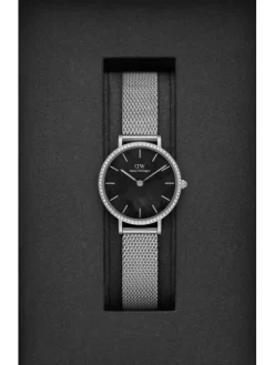 Daniel Wellington Damenuhren-Petite Lumine Kristall Perlmutt Schwarz 28mm DW00100661