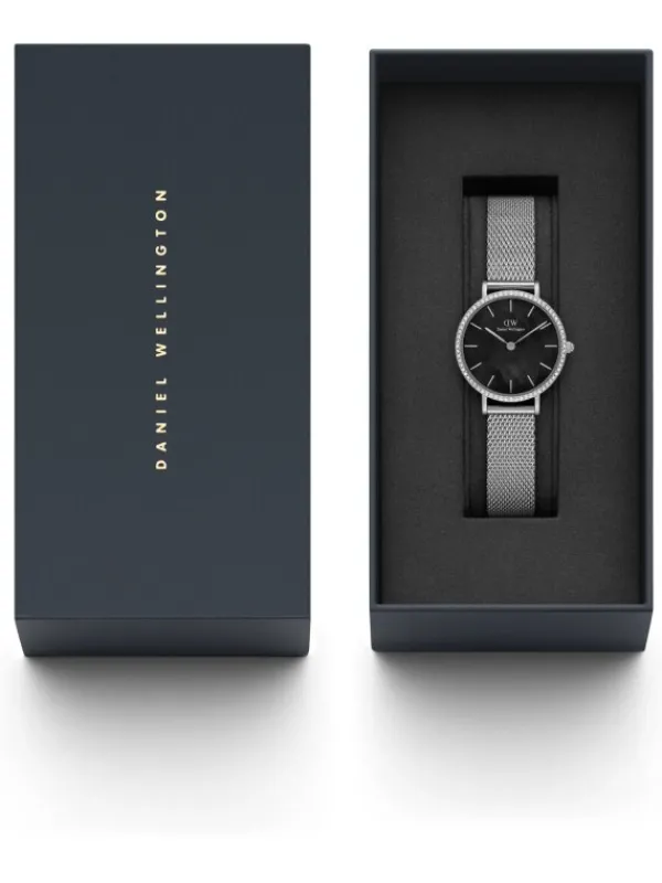Daniel Wellington Damenuhren-Petite Lumine Kristall Perlmutt Schwarz 28mm DW00100661