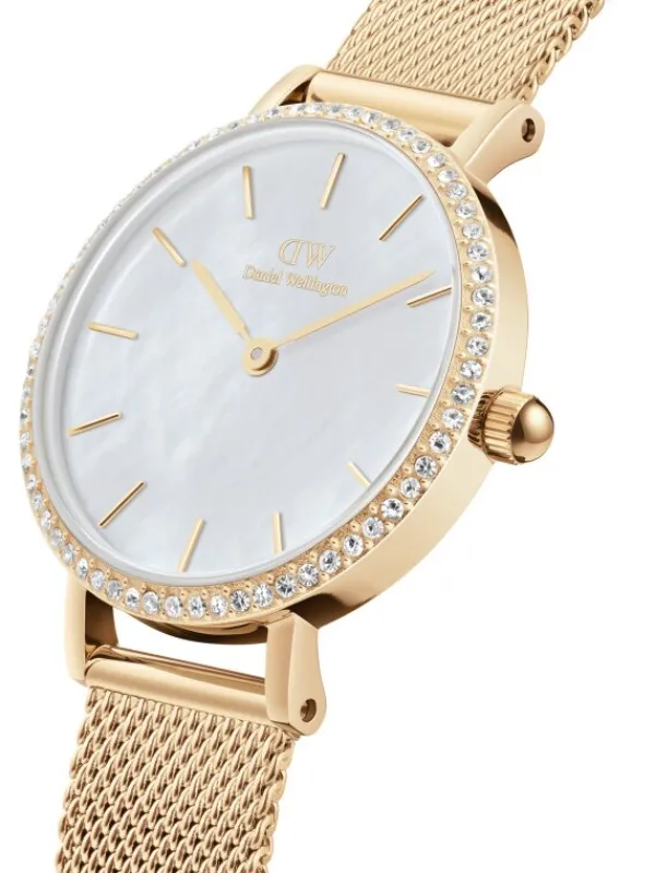 Daniel Wellington Damenuhren-Petite Lumine Kristall Perlmutt Weiß 28mm DW00100662