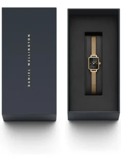 Daniel Wellington Damenuhren-QUADRO MINI Evergold ONYX DW00100652
