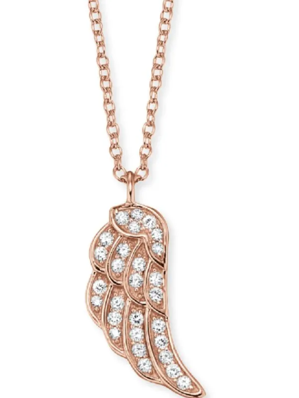 ENGELSRUFER Halsketten + Collier-Ankerkette Flügel Zirkonia rosé plated ERN-LILWING-ZI-R