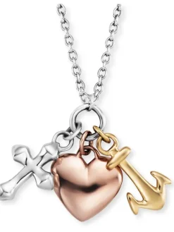 ENGELSRUFER Halsketten + Collier-Ankerkette Glaube, Liebe & Hoffnung Tricolor ERN-FLH-TRICO