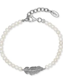 ENGELSRUFER Armbänder-Armband Feder und Perlen Silber ERB-GLORY-FEDER