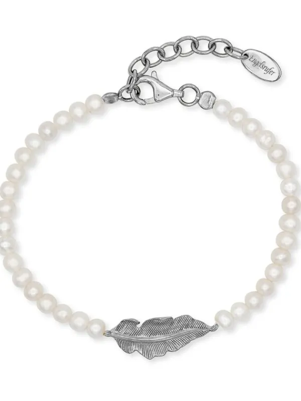 ENGELSRUFER Armbänder-Armband Feder und Perlen Silber ERB-GLORY-FEDER