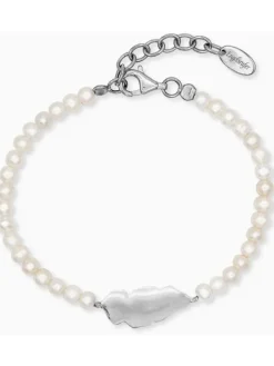 ENGELSRUFER Armbänder-Armband Feder und Perlen Silber ERB-GLORY-FEDER