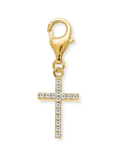ENGELSRUFER Charms-Charm Kreuz goldf. mit Zirkonia ERC-LILCROSS-ZI-G
