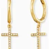 ENGELSRUFER Ohrschmuck-Creole Kreuz goldf. mit Zirkonia ERE-LILCROSS-ZI-G-CR