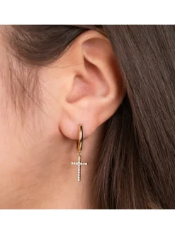 ENGELSRUFER Ohrschmuck-Creole Kreuz goldf. mit Zirkonia ERE-LILCROSS-ZI-G-CR