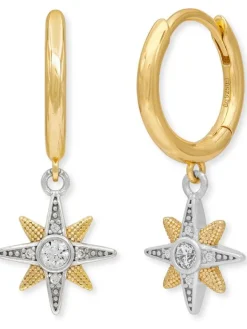 ENGELSRUFER Ohrschmuck-Creole New Star Silber Bicolor mit Zirkonia ERE-NEWSTAR-ZI-BI-CR