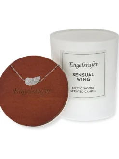 ENGELSRUFER Halsketten + Collier-Duftkerze Sensual mit Armband Flügel ERJC-ERB-LILWING