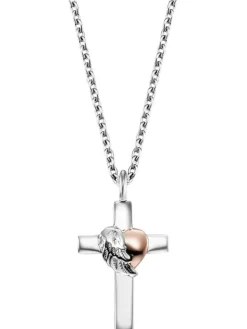 ENGELSRUFER Halsketten + Collier-Halskette mit Anhänger Kreuz ERN-CROSSHEART-BIR