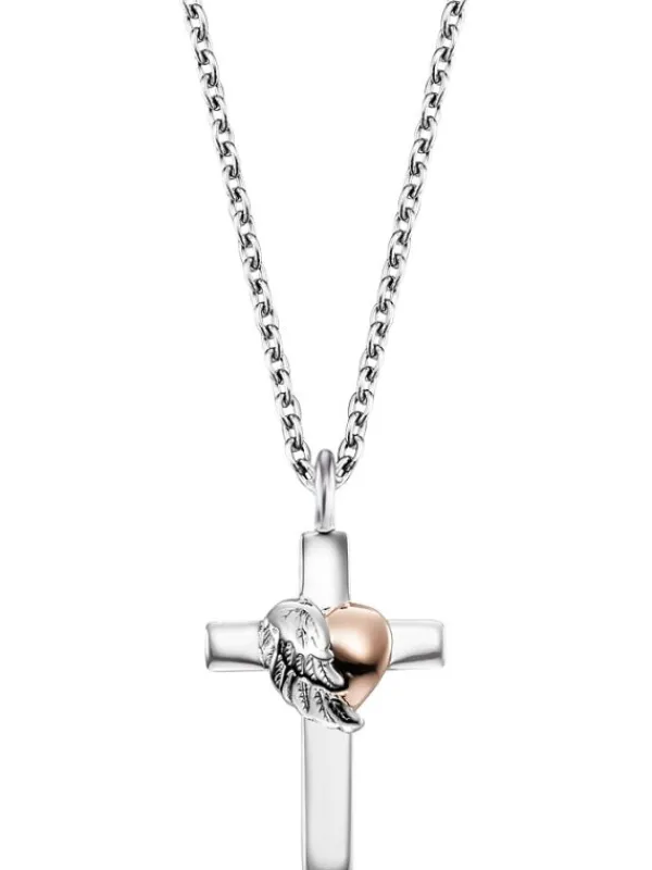 ENGELSRUFER Halsketten + Collier-Halskette mit Anhänger Kreuz ERN-CROSSHEART-BIR
