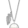 ENGELSRUFER Halsketten + Collier-Kette Feder und Perlen Silber ERN-GLORY-FEDER