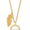 ENGELSRUFER Halsketten + Collier-Kette Feder und Perlen Silber Gold platiert ERN-GLORY-FEDER-G