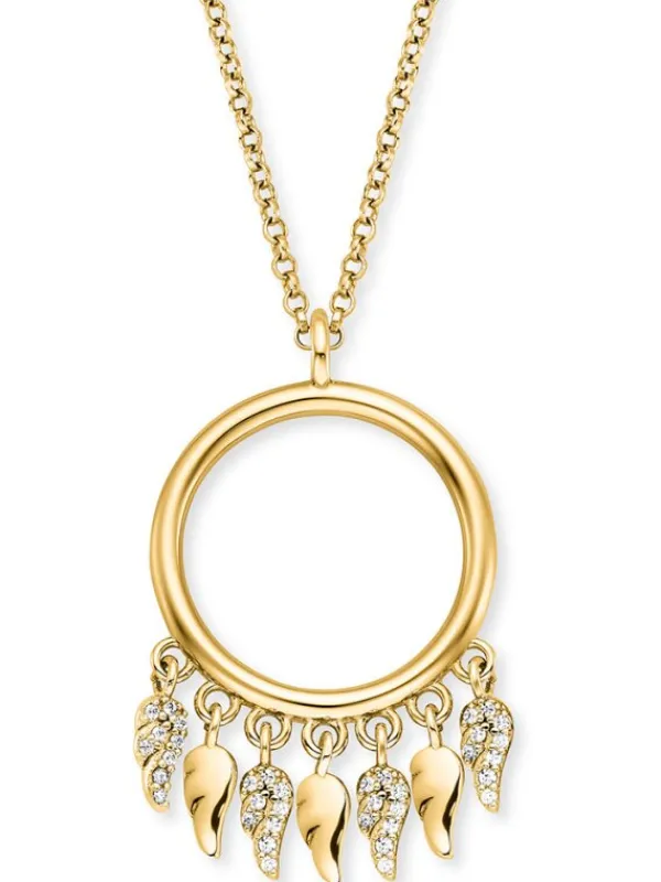 ENGELSRUFER Halsketten + Collier-Kette Flying Wings Silber Gold platiert mit Zirkonia ERN-FLYWING-ZI-G