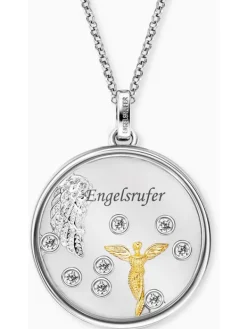 ENGELSRUFER Halsketten + Collier-Kette Glaslinse Engel Bicolor mit Zirkonia ERN-LENS-ANGEL-BIG
