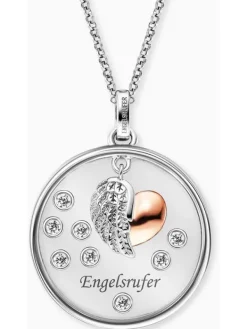 ENGELSRUFER Halsketten + Collier-Kette Glaslinse Herzflügel Bicolor mit Zirkonia ERN-LENS-LILHW-BIR