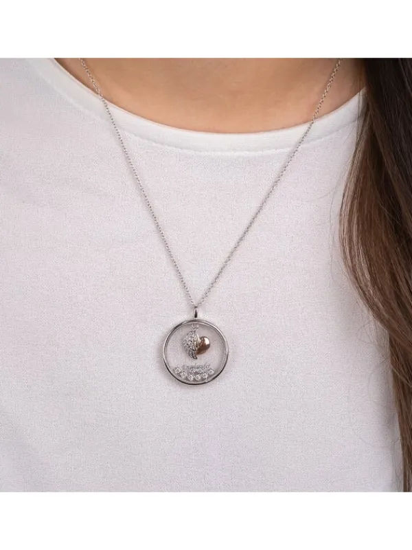 ENGELSRUFER Halsketten + Collier-Kette Glaslinse Engel Bicolor mit Zirkonia ERN-LENS-ANGEL-BIG