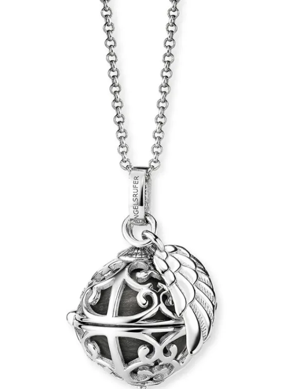 ENGELSRUFER Halsketten + Collier-Kette Klangkugel mit Flügel graues perlmutt ERN-ER23-27-XS