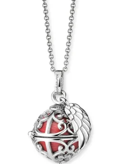 ENGELSRUFER Halsketten + Collier-Kette Klangkugel mit Flügel rot perlmutt ERN-ER23-25-XS
