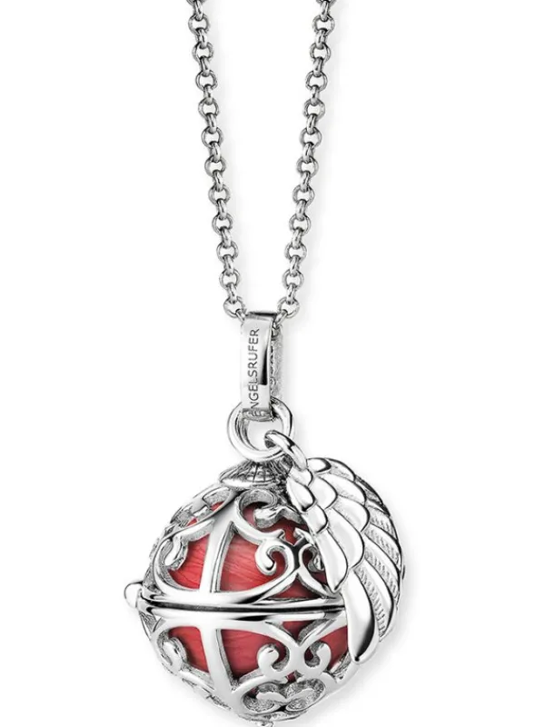 ENGELSRUFER Halsketten + Collier-Kette Klangkugel mit Flügel rot perlmutt ERN-ER23-25-XS