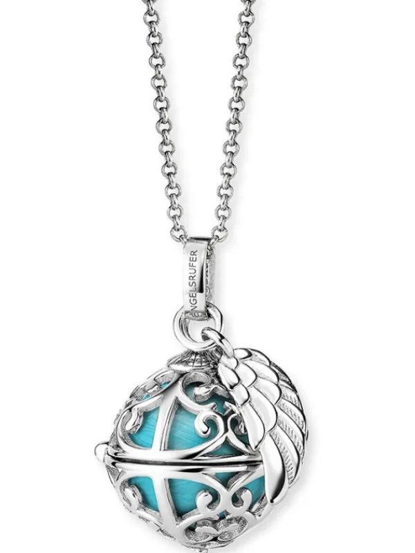 ENGELSRUFER Halsketten + Collier-Kette Klangkugel mit Flügel türkis perlmutt ERN-ER23-26-XS