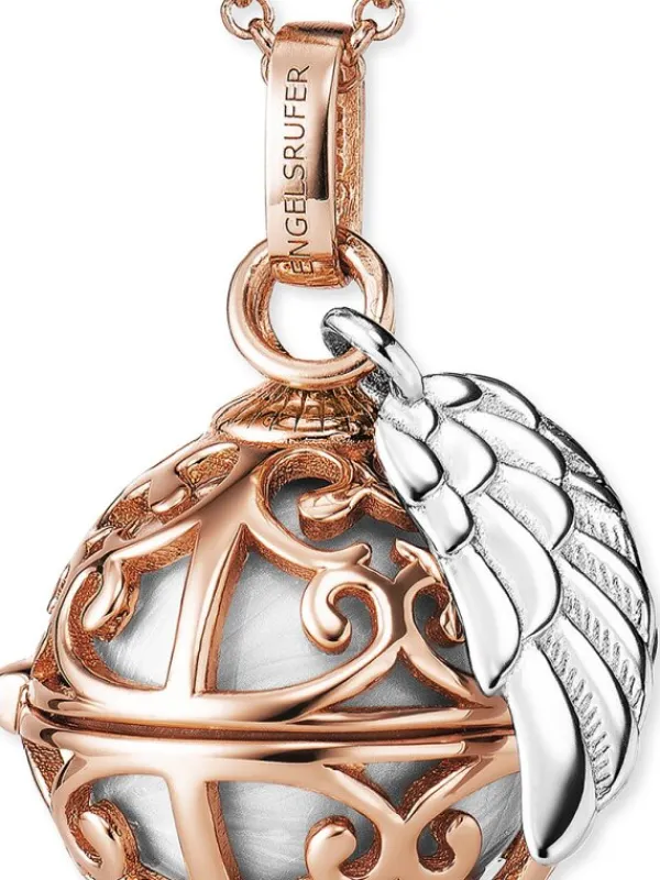 ENGELSRUFER Halsketten + Collier-Kette Klangkugel mit Flügel roségoldfarben bicolor ERN-ER23-20-XS-R